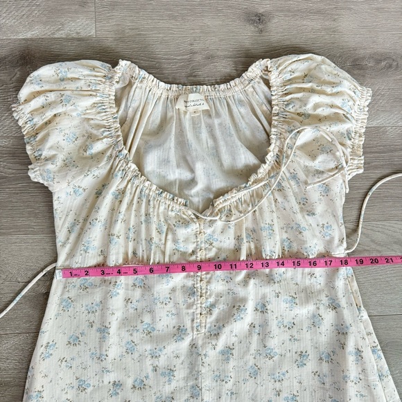 Worth Collective Marley Floral Print Cottage Midi Dress Ivory Blue Sz M - Picture 9 of 14